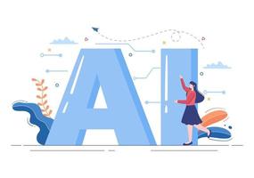 Artificial Intelligence Digital Brain Technology and engineering Concept With Programmer Data or Systems that can be set up in a Scientific Context. Vector Illustration