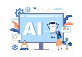 Artificial Intelligence Digital Brain Technology and engineering Concept With Programmer Data or Systems that can be set up in a Scientific Context. Vector Illustration