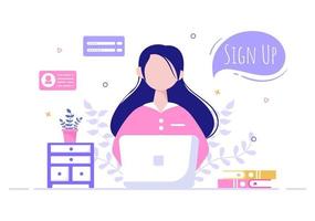 Online Registration or Sign Up Login for Account on Smartphone App. User interface with Secure Password Mobile Application, for UI, Web Banner, Access. Cartoon People Vector Illustration