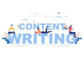 Content Writer or Journalist Background Vector Illustration For Copy Writing, Research, Development Idea and Novel or Book Script in Flat Style