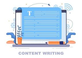 Content Writer or Journalist Background Vector Illustration For Copy Writing, Research, Development Idea and Novel or Book Script in Flat Style