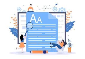 Content Writer or Journalist Background Vector Illustration For Copy Writing, Research, Development Idea and Novel or Book Script in Flat Style