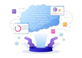 concepto de ingeniería y tecnología de cerebro digital de inteligencia artificial con datos de programador o sistemas que se pueden configurar en un contexto científico. ilustración vectorial vector