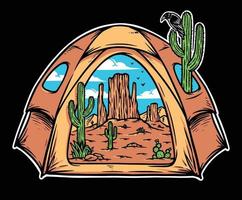 Desert view inside the tent illustration vector