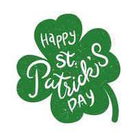 happy saint patricks day lettering in clover leafs vector