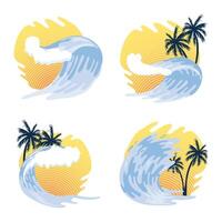 surf waves scenes vector