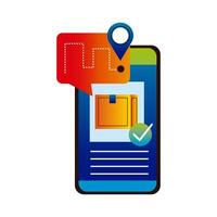 online delivery service technology with smartphone and box vector