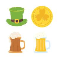 paquete de cuatro iconos del día de San Patricio vector