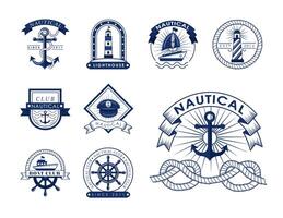 nine nautical icons vector