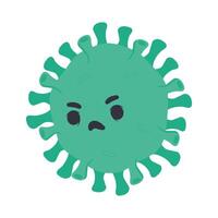 personaje cómico de partículas pandémicas del virus covid19 verde vector