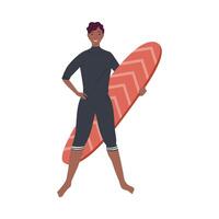 personaje de surfista afro vector