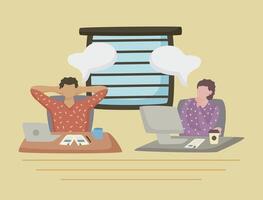 couple dreaming in the workplace characters vector