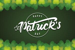 happy saint patricks day lettering in circular frame green background vector