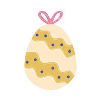 huevo pintado con cinta rosa feliz celebración de pascua vector