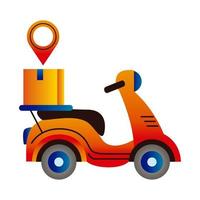 delivery service box carton in motorcycle vector