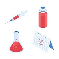 bundle of four isometric vaccine icons vector