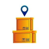 delivery service boxes carton with pin location vector