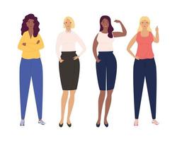 group of diversity women standing characters vector