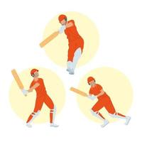 three cricket players vector
