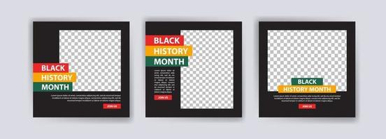 colección de publicaciones en redes sociales del mes de la historia negra. celebrando el mes de la historia negra. vector