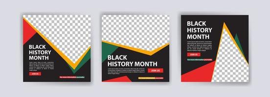 colección de publicaciones en redes sociales del mes de la historia negra. celebrando el mes de la historia negra. vector