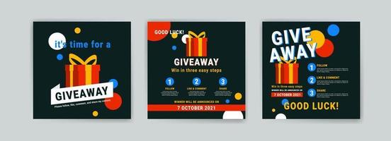 Giveaway poster template design for social media post or website banner. vector