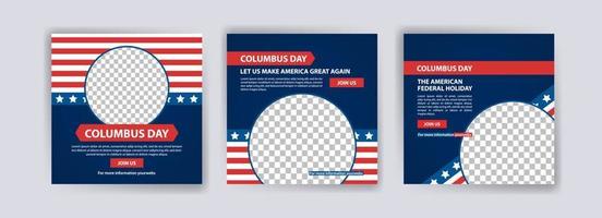 Happy Columbus Day. Social media post template for Columbus Day. vector