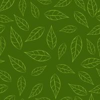 Leaves texture on green background with seamless pattern, vector illustration