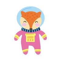 cute fox astronaut vector