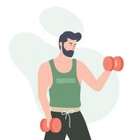 Man doing exercises with dumbbells illustration vector