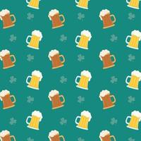 beers and clovers leafs pattern background vector