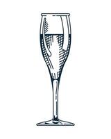 champagne cup drink beverage hand drawn style icon vector