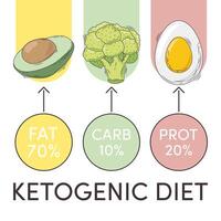 tabla de dieta cetogénica vector