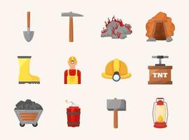 twelve mining items vector