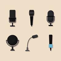 set of microphones icons on a beige background vector