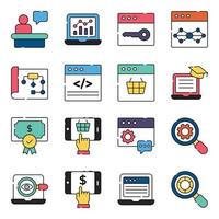 Pack of Online Data and Business Flat Icons vector