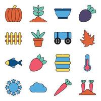 Pack of Agriculture Flat Icons vector