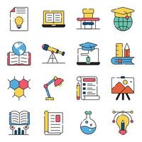 Pack of Education and Learning Flat Icons vector