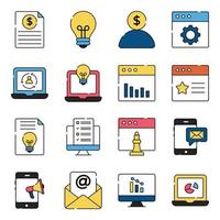 Pack of Business Management Flat Icons vector