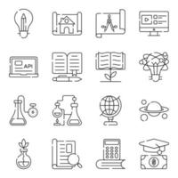 paquete de iconos planos de educación y conocimiento vector