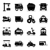 Pack of Automobiles Solid Icons vector