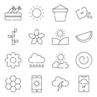 Pack of Weather and Ecology Linear Icons vector