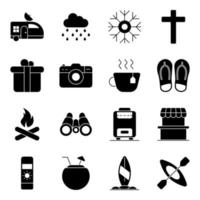 paquete de iconos sólidos de viajes y vacaciones vector