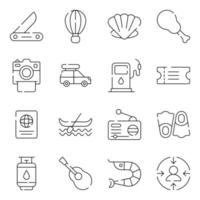 paquete de iconos lineales de viaje vector