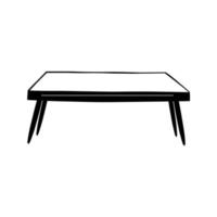 Black and white Office table. Doodle vector