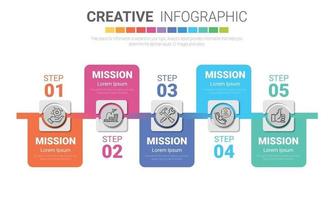 Presentation infographic template with 5 options, vector