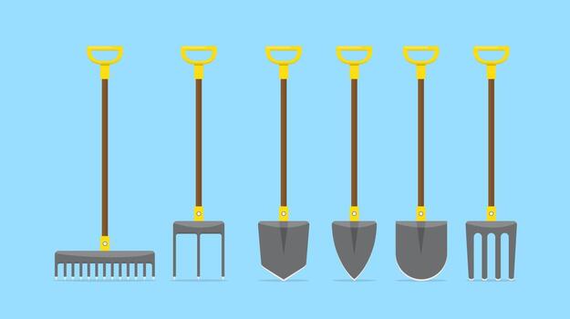 pitchfork set collection for farming with various model and flat style vector