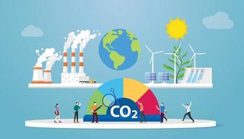 Concepto de equilibrio de CO2 neutro en carbono con estilo plano moderno. vector