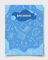 engineer jobs career with doodle style for template of banners, flyer, books, and magazine cover vector illustration