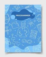 carrera de trabajos de programador o profesión con estilo doodle vector